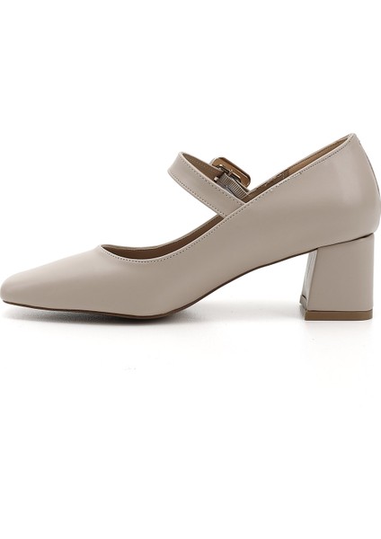 Kadın Ten Küt Burun Kare Ökçe Mary Jane Ayakkabı fırsatları