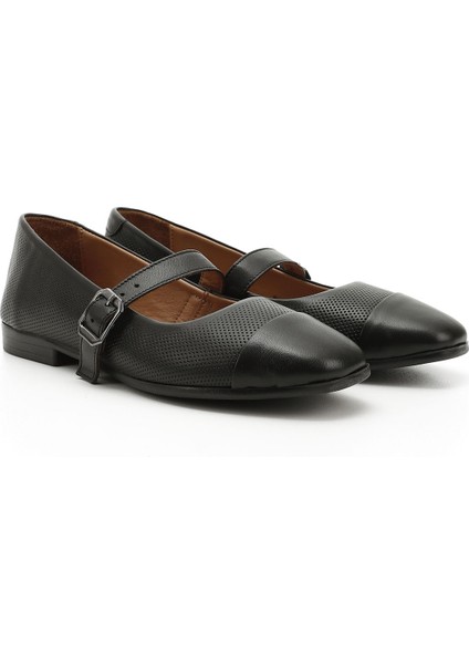 Kadın Siyah Baskılı Mary Jane Hakiki Deri Babet fiyatları