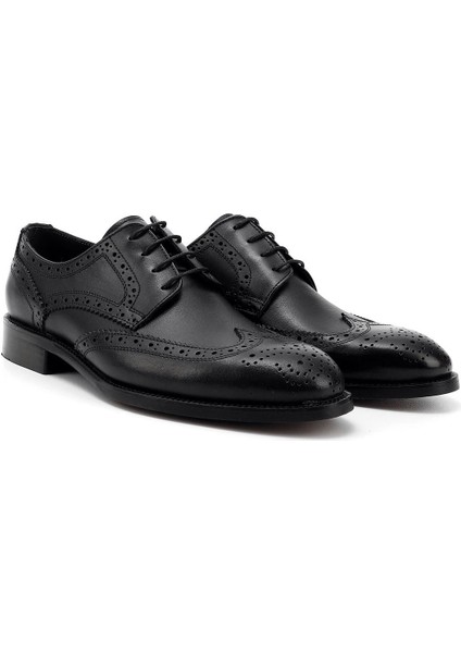 Erkek Siyah Bağcıklı Hakiki Deri Klasik Ayakkabı modelleri