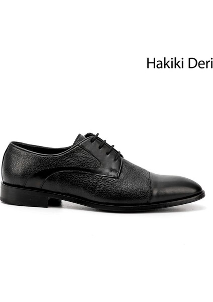Erkek Siyah Bağcıklı Hakiki Deri Klasik Ayakkabı