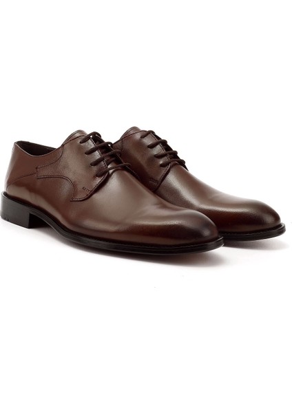 Erkek Kahve Antik Baskılı Kösele Taban Hakiki Deri Klasik Ayakkabı modelleri