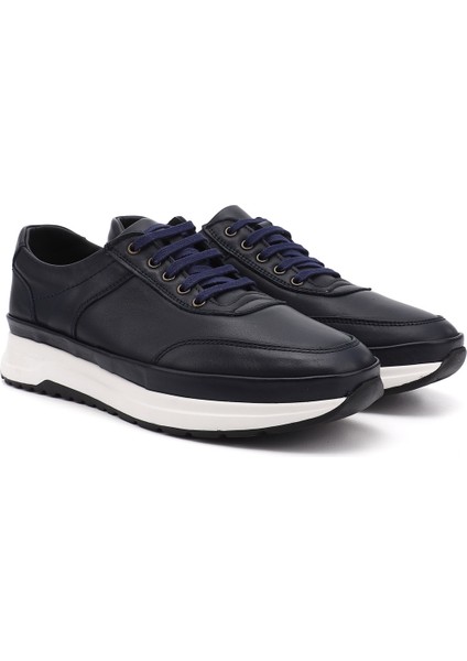 Erkek Antik Lacivert Bağcıklı Hakiki Deri Comfort Sneaker fiyatları