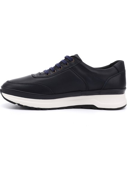 Erkek Antik Lacivert Bağcıklı Hakiki Deri Comfort Sneaker modelleri