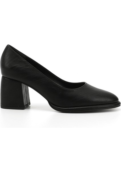 Kadın Siyah Orta Kalın Platform Topuklu Ayakkabı