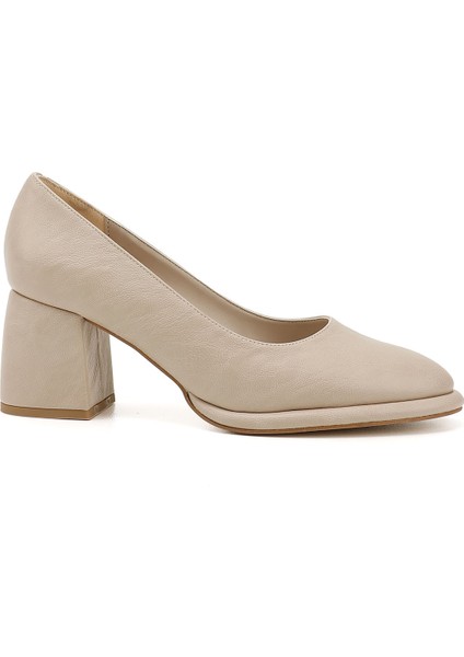 Kadın Nude Orta Kalın Platform Topuklu Ayakkabı