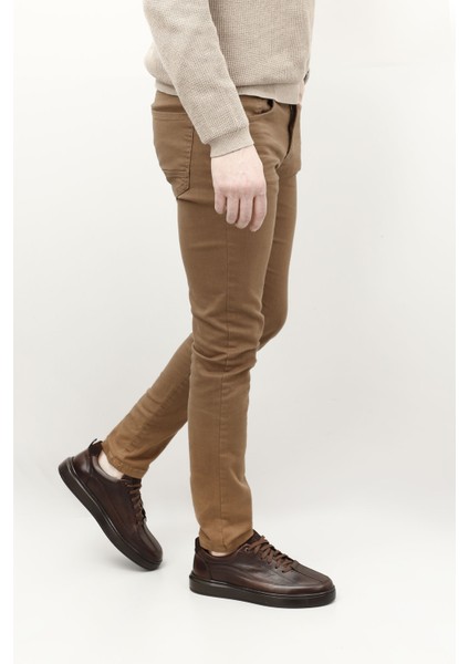 Erkek Kahverengi Bağcıklı Kauçuk Taban Hakiki Deri Sneaker fiyatları