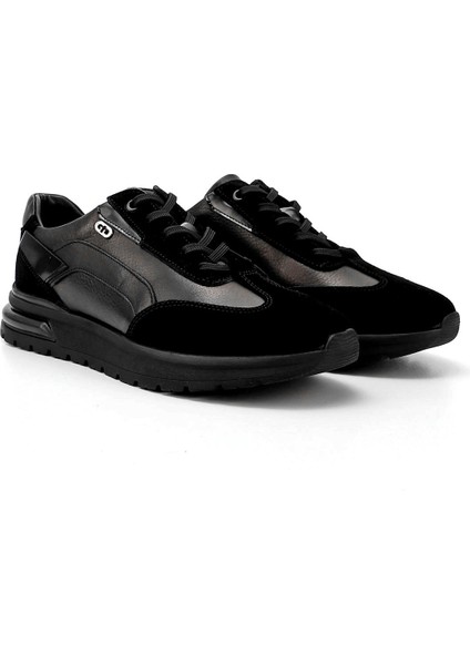 Erkek Siyah Bağcıklı Jel Tabanlıklı Hakiki Deri Sneaker modelleri