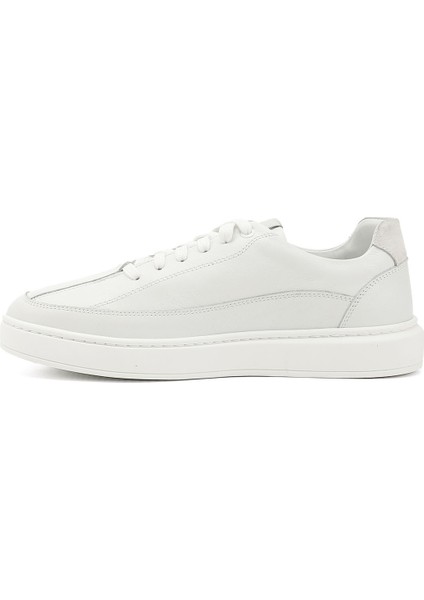 Erkek Beyaz Bağcıklı Kauçuk Taban Hakiki Deri Sneaker modelleri