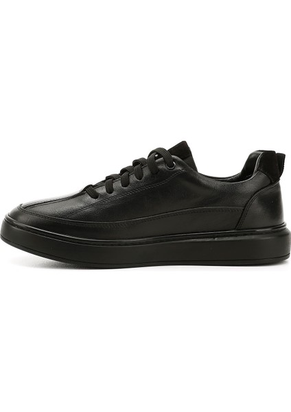 Erkek Siyah Bağcıklı Kauçuk Taban Hakiki Deri Sneaker fırsatları