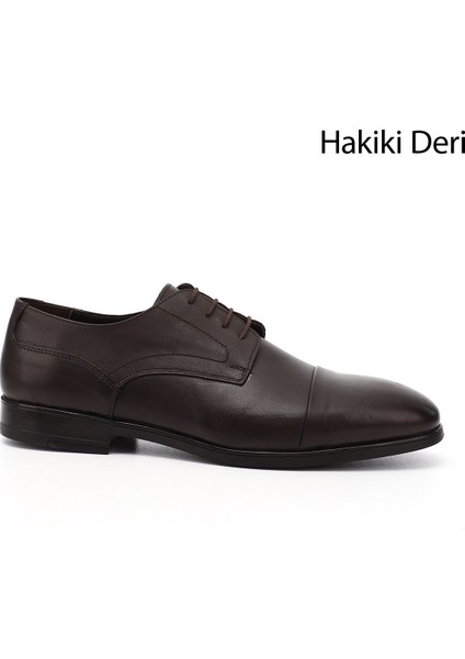Erkek Kahverengi Bağcıklı Hakiki Deri Klasik Ayakkabı