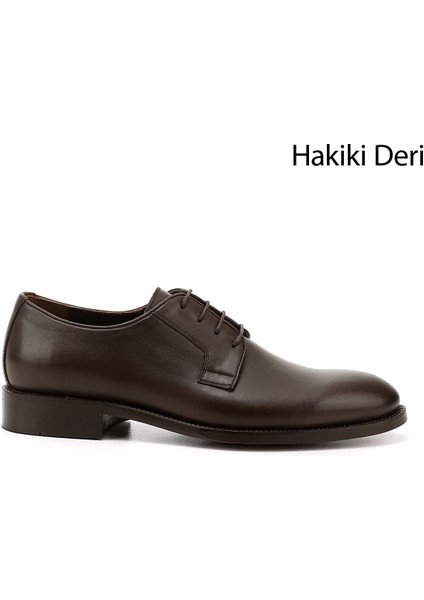 Erkek Kahve Antik Bağcıklı Hakiki Deri Klasik Ayakkabı