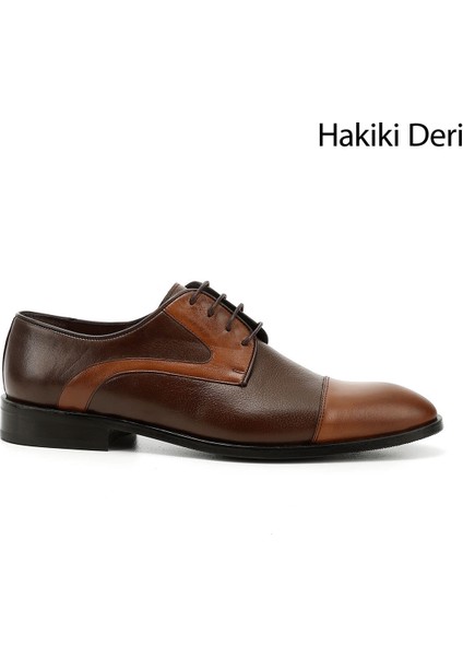 Erkek Taba Bağcıklı Hakiki Deri Klasik Ayakkabı
