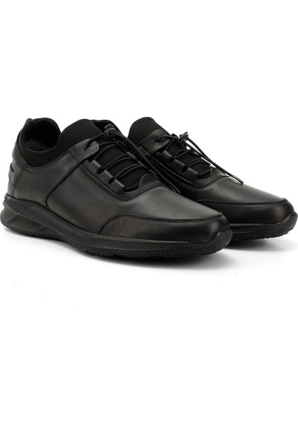 Erkek Siyah Bağcıklı Hakiki Deri Comfort Sneaker modelleri