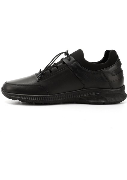 Erkek Siyah Bağcıklı Hakiki Deri Comfort Sneaker fırsatları