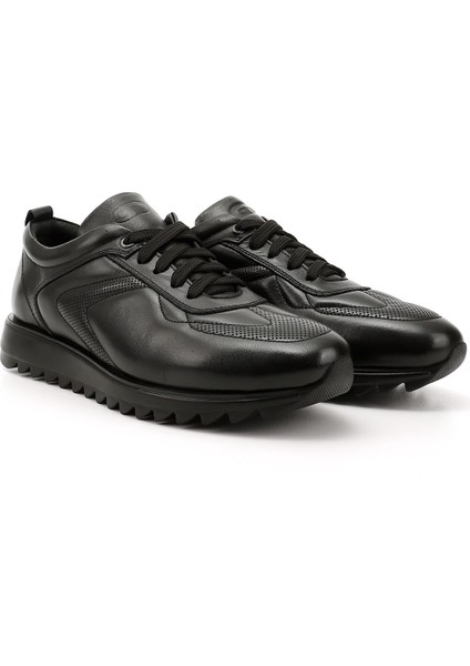 Erkek Siyah Hakiki Deri Bağcıklı Sneaker fiyatları