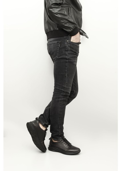 Erkek Siyah Bağcıklı Kauçuk Taban Hakiki Deri Sneaker fiyatları