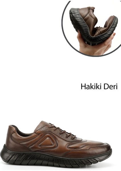 Erkek Taba Bağcıklı Hakiki Deri Comfort Sneaker