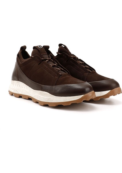 Erkek Kahve Bağcıklı Hakiki Deri Comfort Sneaker fiyatları