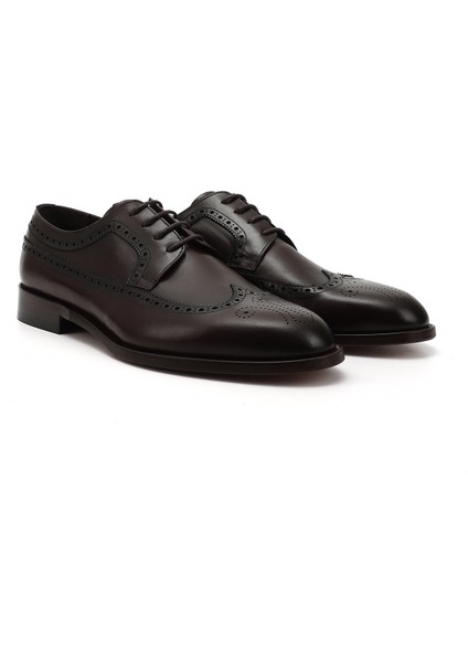 Erkek Kahve Bağcıklı Kösele Taban Hakiki Deri Klasik Ayakkabı fiyatları
