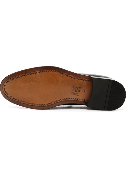 Erkek Siyah - Rugan Kösele Taban Hakiki Deri Loafer Ayakkabı fırsatları