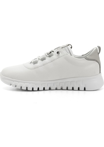 Kadın Beyaz Dolgu Taban Lastik Bağcıklı Hakiki Deri Sneaker fırsatları