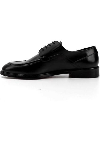 Erkek Siyah Bağcıklı Kösele Taban Hakiki Deri Klasik Ayakkabı modelleri