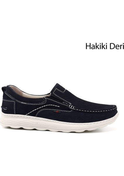 Erkek Lacivert - Nubuk Hakiki Deri Comfort Ayakkabı