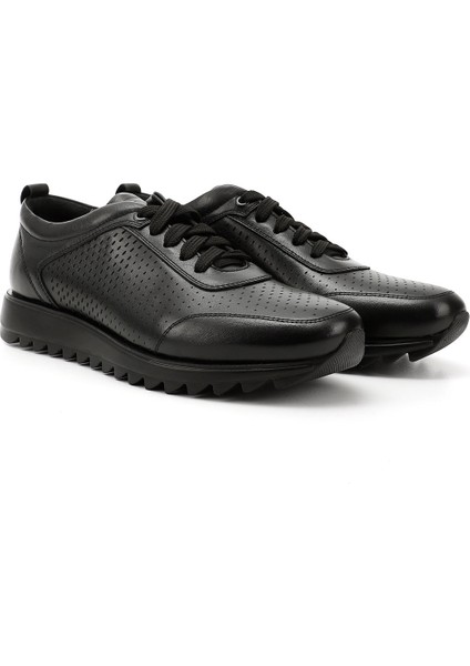Erkek Siyah Hakiki Deri Bağcıklı Sneaker modelleri