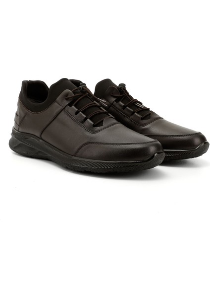 Erkek Kahve Bağcıklı Hakiki Deri Comfort Sneaker modelleri