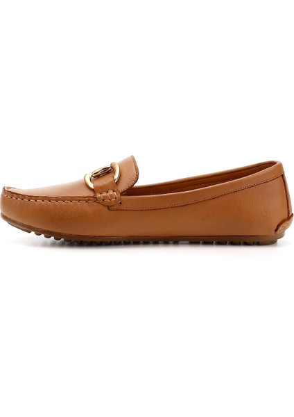 Kadın Taba Antik Tokalı Rok Hakiki Deri Comfort Loafer modelleri