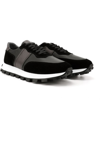 Erkek Siyah Bağcıklı Hakiki Deri Comfort Sneaker modelleri
