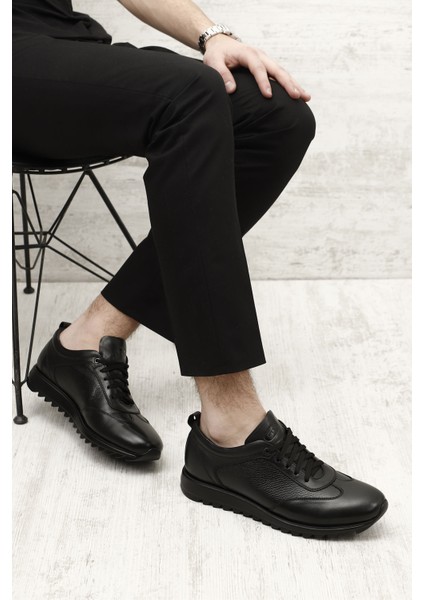 Erkek Siyah Hakiki Deri Bağcıklı Sneaker fiyatları