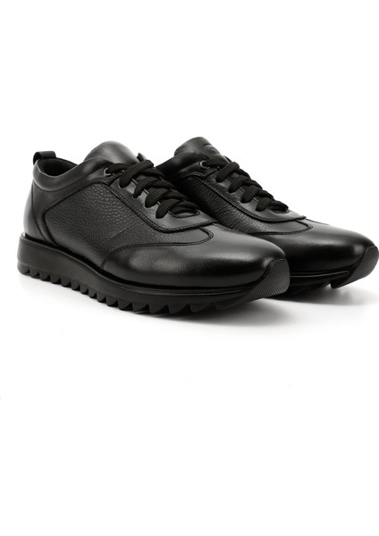 Erkek Siyah Hakiki Deri Bağcıklı Sneaker modelleri