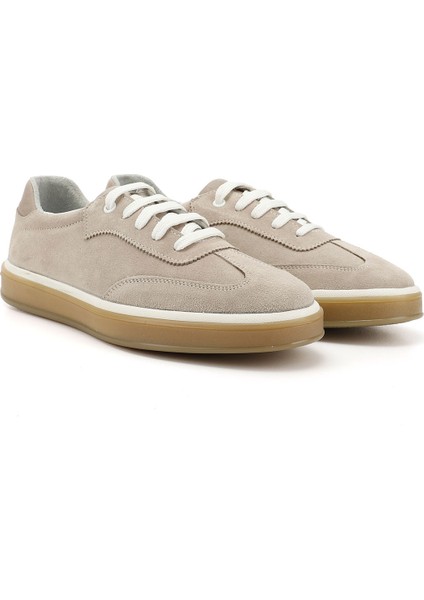 Erkek Vizon Nubuk Bağcıklı Hakiki Deri Comfort Sneaker modelleri