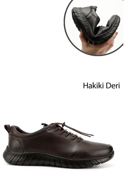 Gön Hakiki Deri Yuvarlak Burun Günlük Bağcıklı Erkek Sneaker 42605