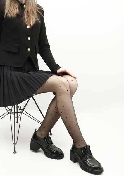 Gön Hakiki Deri Yuvarlak Burun Kalın Topuklu Bağcıklı Kadın Ayakkabı 24300 fiyatları