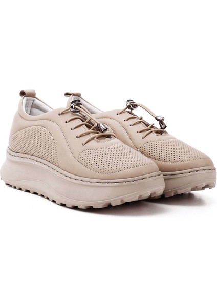 Kadın Nude Lastik Bağcıklı Comfort Dolgu Taban Hakiki Deri Sneaker fiyatları