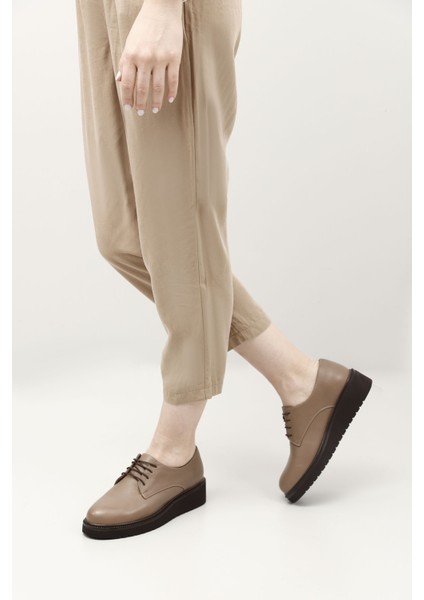 Kadın Vizon Antik Bağcıklı Dolgu Taban Hakiki Deri Ayakkabı fiyatları