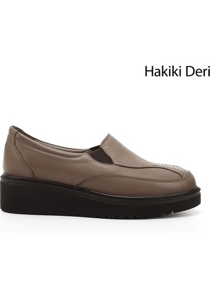 Kadın Vizon Antik Dolgu Taban Hakiki Deri Ayakkabı