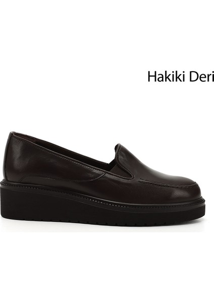 Kadın Kahve Antik Dolgu Taban Hakiki Deri Ayakkabı