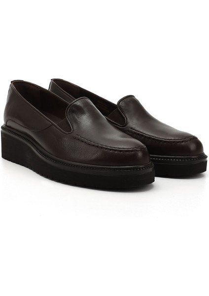 Kadın Kahve Antik Dolgu Taban Hakiki Deri Ayakkabı modelleri