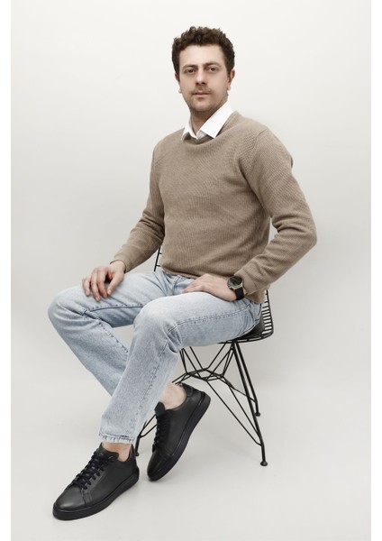 Erkek Lacivert Bağcıklı Kauçuk Taban Hakiki Deri Sneaker fiyatları