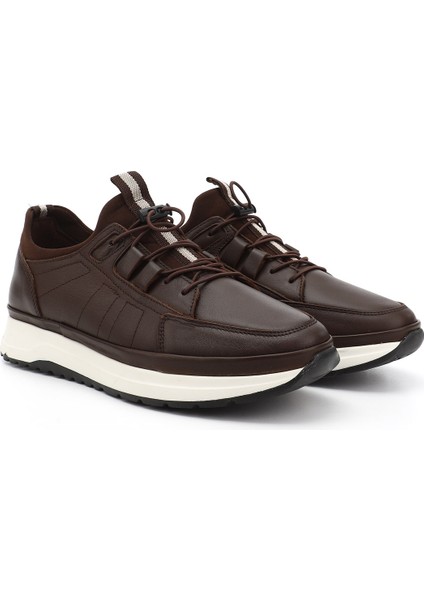Erkek Kahve Likralı Lastik Bağcıklı Hakiki Deri Comfort Sneaker fiyatları