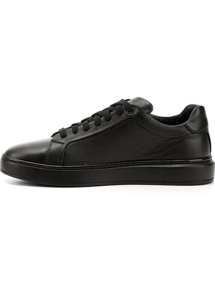 Erkek Siyah Bağcıklı Kauçuk Taban Hakiki Deri Sneaker fırsatları