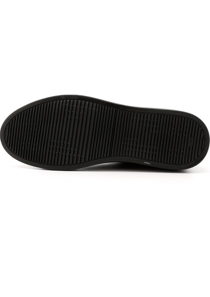 Erkek Siyah Bağcıklı Kauçuk Taban Hakiki Deri Sneaker indirimleri