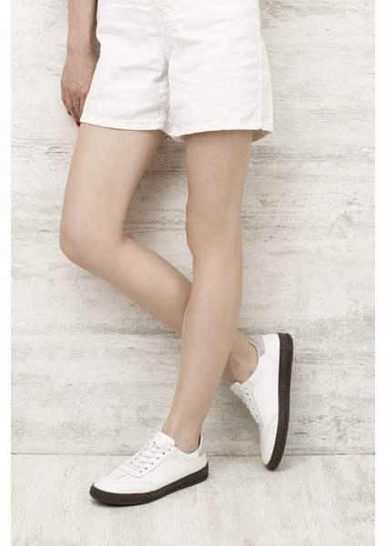 Kadın Beyaz Bağcıklı Hakiki Deri Sneaker fiyatları