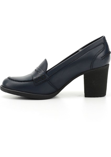 Kadın Antik Lacivert Orta Kalın Topuklu Hakiki Deri Ayakkabı fırsatları
