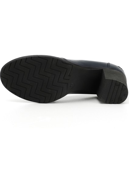 Kadın Antik Lacivert Orta Kalın Topuklu Hakiki Deri Ayakkabı indirimleri