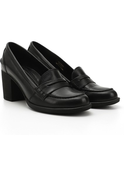 Gön Hakiki Deri Yuvarlak Burun Kalın Topuklu Kauçuk Taban Loafer Kadın Ayakkabı 24072 modelleri