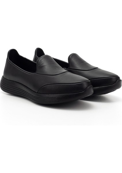 Kadın Siyah Dolgu Taban Hakiki Deri Comfort Ayakkabı fiyatları